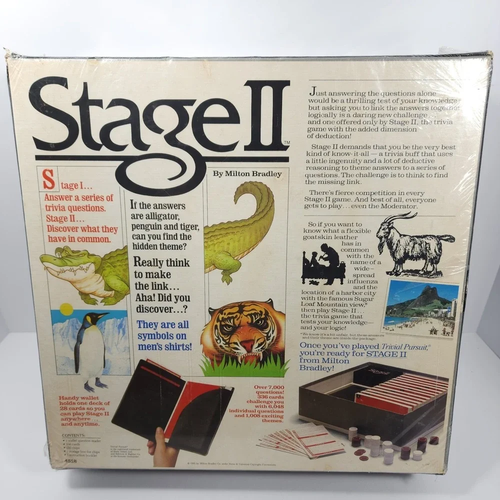 1985 VTG Milton Bradley Stage II the Two Stage Trivia Game New Sealed‎